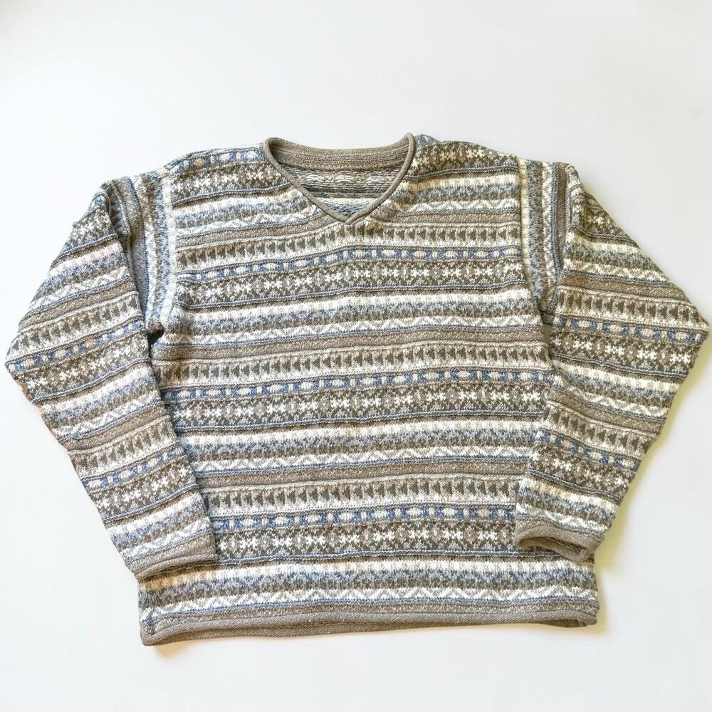 Vintage Eddie Bauer Fair Isle Sweater Made USA Cotton Blend Women’s Small